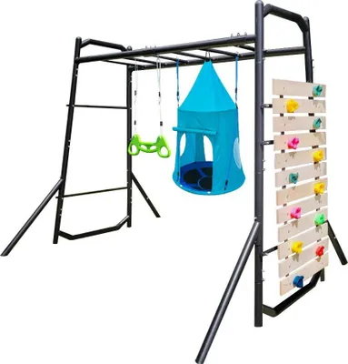 Image de Parc de jeux pour enfants Barre de singe Trapèze - nid de cigogne tente bleue