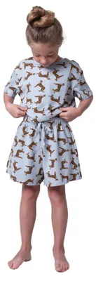 Productafbeelding van Pyjama voor meisjes, model Gepard, korte broek, korte mouwen - grijsblauw - maat 110