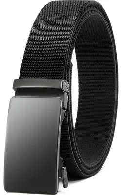 Produktbild von Automatik Gürtel Herren Stoff Elastisch 35mm Arbeitsgürtel Stretch Anthrazitgrau-Schwarz 90-105cm