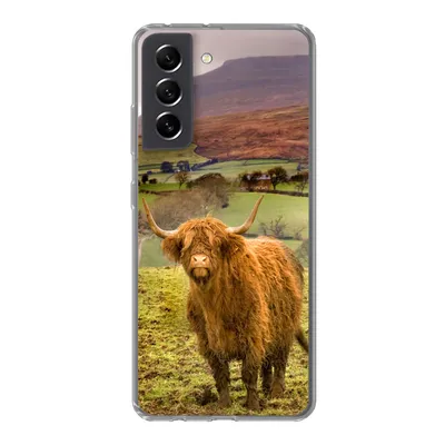 Produktbild von MuchoWow® Handyhülle Schutzhülle Hülle für Samsung Galaxy S21 FE Schottischer Highlander - Berg - Herbst Silikon Softcase Handy Hülle - Mobiltelefonhülle