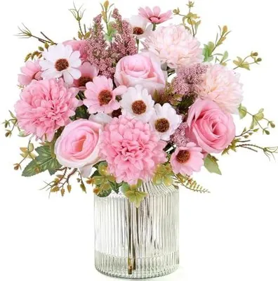 Produktbild von Künstliche Blumen Kunstblumen Wie Echt Künstlich Blumenstrauß 2 Bündel Seide Kunstrosen Blumenstrauß Künstlich Seidenblumen Rosa Blumen für Hochzeit Partei Heim Küche Nachbildung