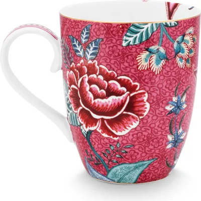 Image de Pip Studio Porcelaine Flower Festival grande tasse en porcelaine rose foncé 350 ml