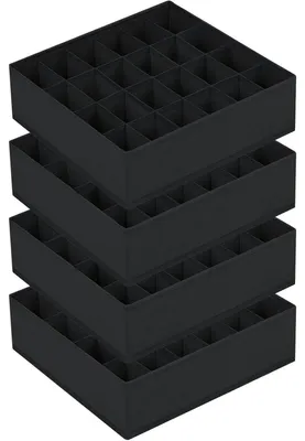 Productafbeelding van Ladenorganizer, opbergboxen, 4 stuks, 24 vakken, zwart