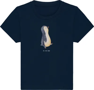 Produktbild von Mr. & Mrs. Panda  T-Shirt Pinguin marschieren 0. - 6. Monat - French Navy - Geschenk, Babyshirt, Baby, Schwester, Pinguine, Kinder Oberteil, Shirt, Stolz, Kurzarmshirt