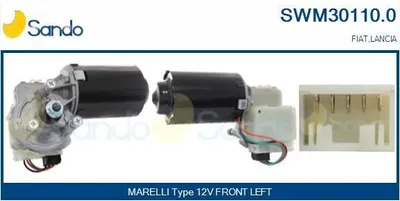 Produktbild von SANDO SWM30110.0 Wischermotor Vorne für FIAT PUNTO (176) PUNTO Cabriolet (176C) PUNTO Van (176L) für LANCIA Y (840A) für HYUNDAI SONATA IV (EF)