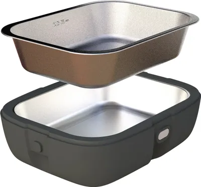 A heated lunchbox with its inner container shown separately.
