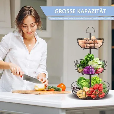 Produktbild von Famanu Obstkorb 3 Etagen - Schwarz