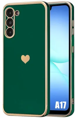 Image de Coque pour Samsung Galaxy A17 5G/4G, Protection Silicone Slim Antichoc avec Motif Cœur - Vert Nuit