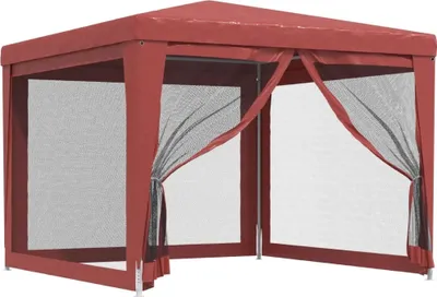 Obrázek produktu pro vidaXL Párty stan se 4 bočními stěnami ze síťoviny červený 3x3 m HDPE