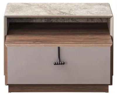 Produktbild von Doppelbett Schlafzimmer Bett Nachttische Grau Set 3tlg Bettkasten