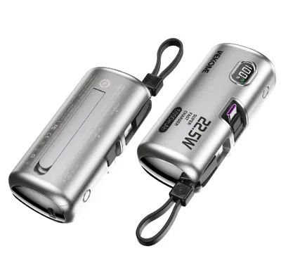 Two silver power banks are shown against a white background.