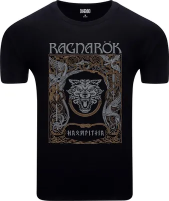 Produktbild von Diarbo Herren T-Shirt mit Wikinger Druck Ragnarok Schwarz Gr.L