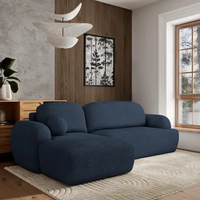Produktbild von Masseno Ecksofa MODENZA N L-S mit Schlaffunktion L-Form, Sofa mit Bettkasten, Wohnzimmersofa, Couch, Soffa, Bettsofa, Couchgarnitur- Blau, NOW OR NEVER 79