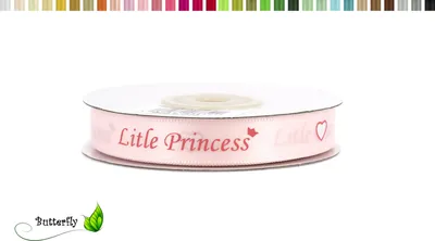 Produktbild von Satinband 12mm Little Prince / Princess, 20 Meter / , Farbauswahl:rose 123 / zartrosa / hellrosa