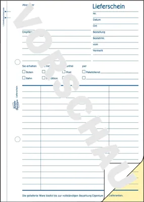 Produktbild von Formularbuch Lieferschein A5 selbstdurchschreibend VE=10x2x40 Blatt