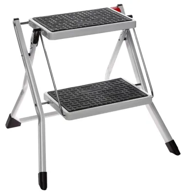 Produktbild von Tritthocker klappbar 150 kg Tragfähigkeit Five® - Silber & Schwarz - Zusammenklappbar