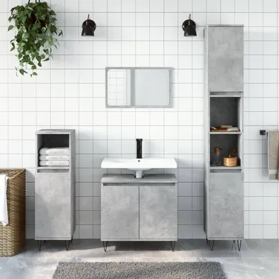 Produktbild von "2026 Promotion" Badschrank - Badregal - Betongrau 58x33x60 cm - Holzwerkstoff - Badezimmer CC29671