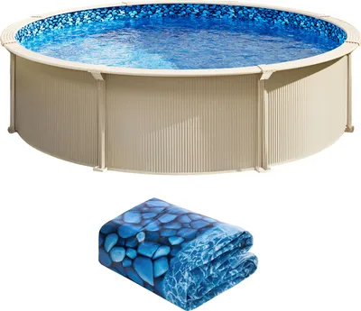Produktbild von SucceBuy Poolfolie, rund, 9 m, Unibead-Stil, 132 cm Wandhöhe