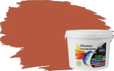 Produktbild von RyFo Colors Silikonharz Fassadenfarbe Lotuseffekt Trend Orangetöne Rotorange 3l - bunte Fassadenfarbe, weitere Orange Farbtöne und Größen erhältlich, Deckkraft Klasse 1
