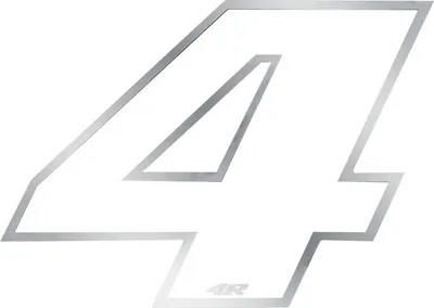 Immagine prodotto di Adesivo numero di gara per moto "4" bianco 65 x 85 mm