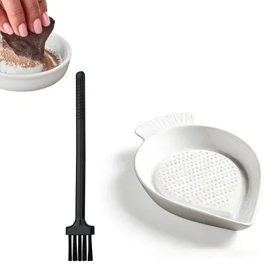 Keramische Ingwer-Knoblauchreibe, rund, mit Bürste, 1 Stück