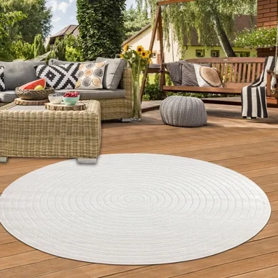 Image de Tapis rond lavable | In & Outdoor | en taille cream - 160 cm Rond