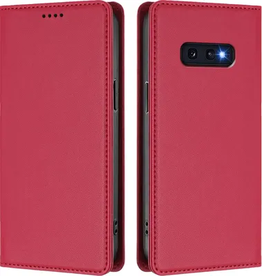 Image de Etui en cuir pour Samsung Galaxy S10E, étui magnétique en cuirPolyuréthaneavec support Rouge
