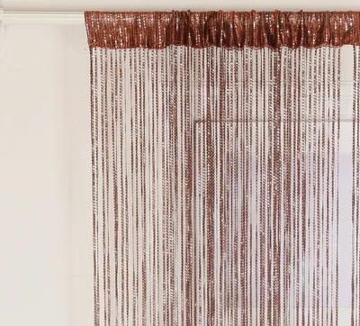 Produktbild von 2er Pack Fadenvorhang 100x200cm Braun Vorhang Perlenvorhang Türvorhang Quaste Gardine Balkon Insektenvorhang