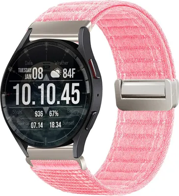 Produktbild von Smartwatch Armband für Samsung Galaxy Watch5 44mm Nylon Textil Band Ersatzband Wechselband Magnetverschluss flexibel atmungsaktiv Rosa