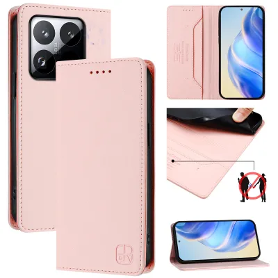 Produktbild von Lederhülle für Xiaomi 15T Hülle Flip Brieftasche Kartenfächern Ständer Schutzhülle Pink