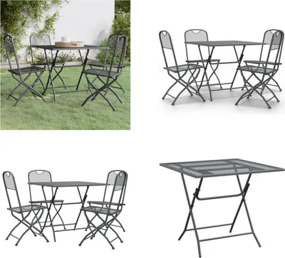 Produktbild von vidaXL 5 tlg. Garten Essgruppe Streckgitter Anthrazit - Garten Essgruppe - Garten Essgruppen - Essgruppe - Outdoor Essgruppe