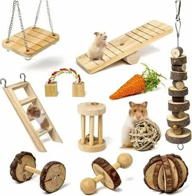 Produktbild von Hamster-Kauspielzeug 11-teilig, Naturholz, Für Kleintiere