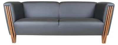 Productafbeelding van Stijlvolle grijze driezitterbank met houten frame, een elegante bank voor de woonkamer