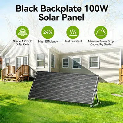 Zdjęcie produktu dla Panel solarny monokrystaliczny - 400 W (4 x 100 W) - wydajność 24% - sztywny - 12 V - do użytku w kamperach, łodziach i podczas campingów