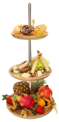 Produktbild von Etagere Paula 3-stöckig Holz & Metall H64cm Servierplatten Deko-Etagenständer