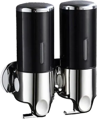 Imagen del producto de Dispensador de líquidos 2 en 1 - Dispensador de líquidos de montaje en pared - 2 x 500 ml - 24,1 x 21,6 x 10 cm -