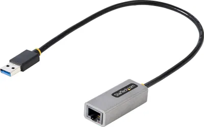 Image de StarTech.com Adaptateur USB 3.0 Gigabit Ethernet, adaptateur réseau USB 3.0 vers 10/100/1000 pour ordinateur portable, câble connecté de 30cm, adaptateur USB vers RJ45/LAN, adaptateur NIC, Win, MacOS et Chrome (USB31000S2)
