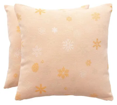 2 Weihnachtskissenbezüge 45x45 cm, Jacquard, Orange/Gold