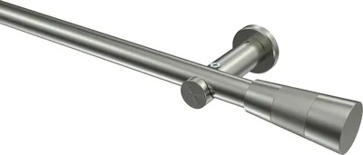 Produktbild von Interdeco Gardinenstange / Vorhangstange Edelstahl-Optik, Typ Platon Tanara (Konus Bicolor) ohne Ringe, 20 mm Ø 1-läufig, 260 cm