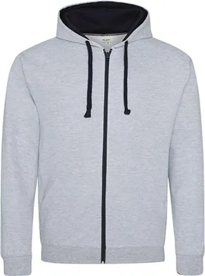 Produktbild von Just Hoods JH053 | Varsity Zoodie Kapuzenpulli mit Reisverschluss - Farbe: Heather Grey/French Navy - Größe: M