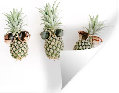 Produktbild von MuchoWow® Wandtattoo Wandsticker Wandaufkleber Ananas - Sonnenbrille - Gelb 100x100 cm Selbstklebend und Repositionierbar - Wierderverwendbar - Selbstklebend