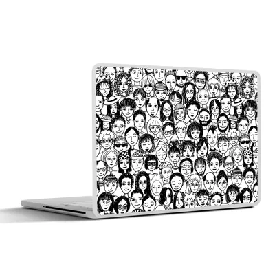Produktbild von MuchoWow® Laptop Aufkleber Sticker Cover Muster - Gesicht - Schwarz und Weiß 40x30 cm - Laptop Dekoration - Selbstklebend