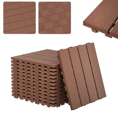 Produktbild von UISEBRT Rotbraun Klickfliese WPC Bodenbelag Balkonfliesen Terrassenbelag wetterfest, 11er Set Wetterfeste Fliesen für Garten, Patio, Außenbereich