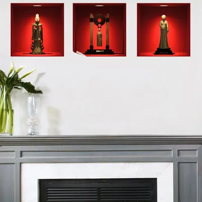 Image de Autocollants à effet 3D représentant des statues chinoises, 30 x 90 cm