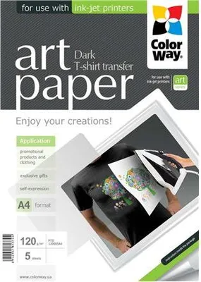 Produktbild von ColorWay Aufbügelpapier für dunkle Textilien 120g/m, A4, 5 St