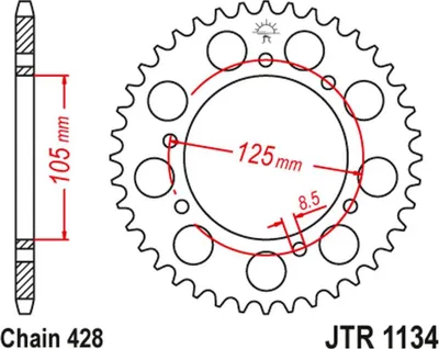 Obrázek produktu pro JT řetězové kolo 50T 428 JTR1134.50