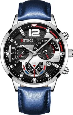Produktbild von Deyros Classic Herrenuhr Blau/Silber – Stilvoll und Modern KP25954