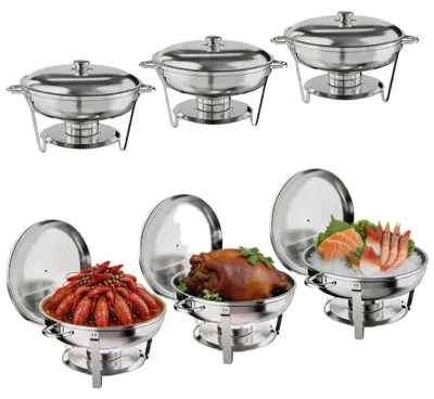 Image de Ensemble de plats chauffants, en acier inoxydable, capacité de 4,7 litres, ensemble de 6 pièces