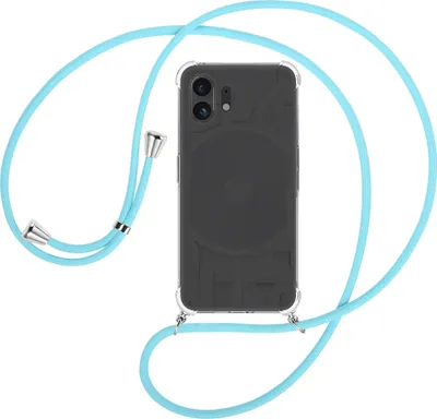 Produktbild von Handykette Backcover-Schutzhülle mit Band (Metall silberfarben) für Nothing Phone (2) (A065, 6.7'') - himmelblau