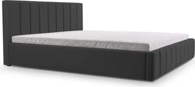 Produktbild von MOEBLO Polsterbett Bett 01 – Doppelbett mit Kopfstütze, Rahmenbettgestell, Bettkasten, Lattenrost und gepolstertem Kopfteil - 160x200 - Graphite (TRINITY 15)
